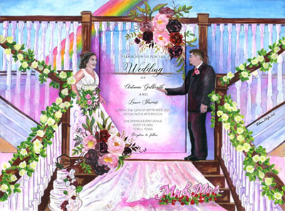painted wedding invitation
